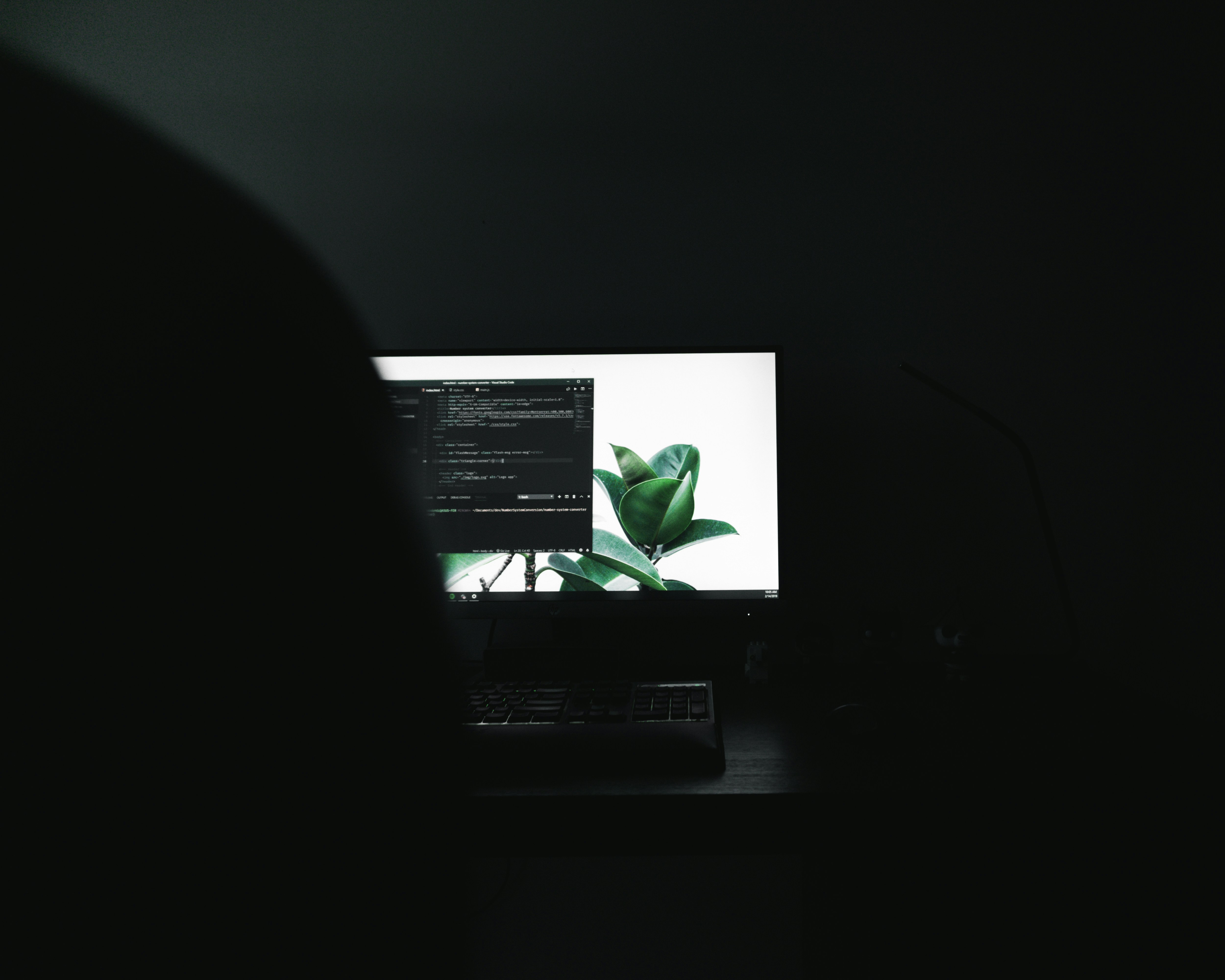Web Design & Development on a computer screen in a dark room at PSP IT