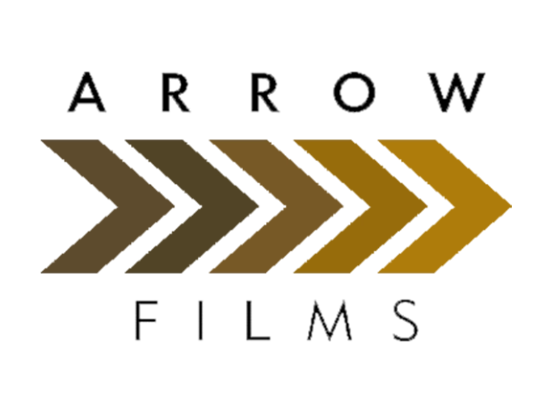 Black and gold Arrow Films logo on a clear background