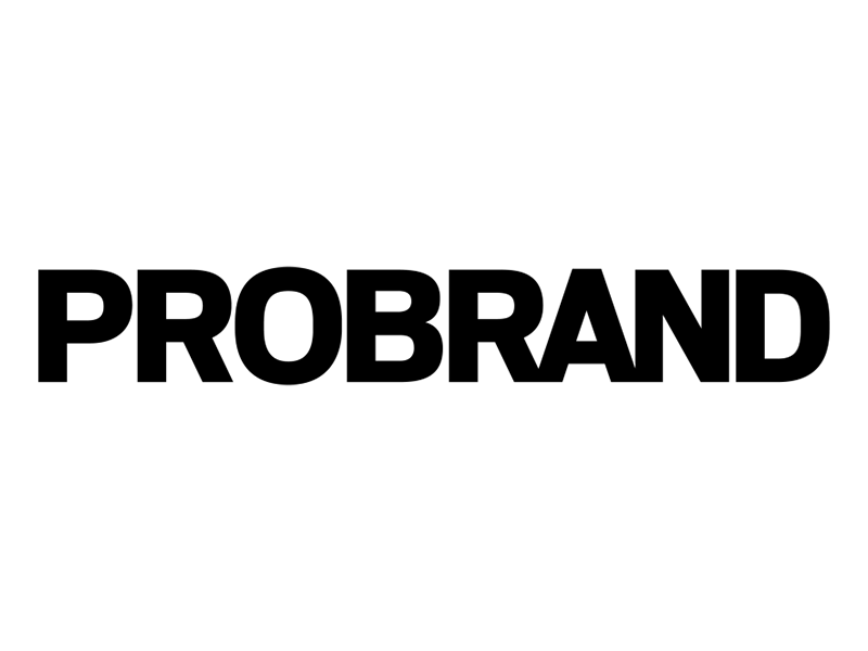 Black Probrand logo on a clear background