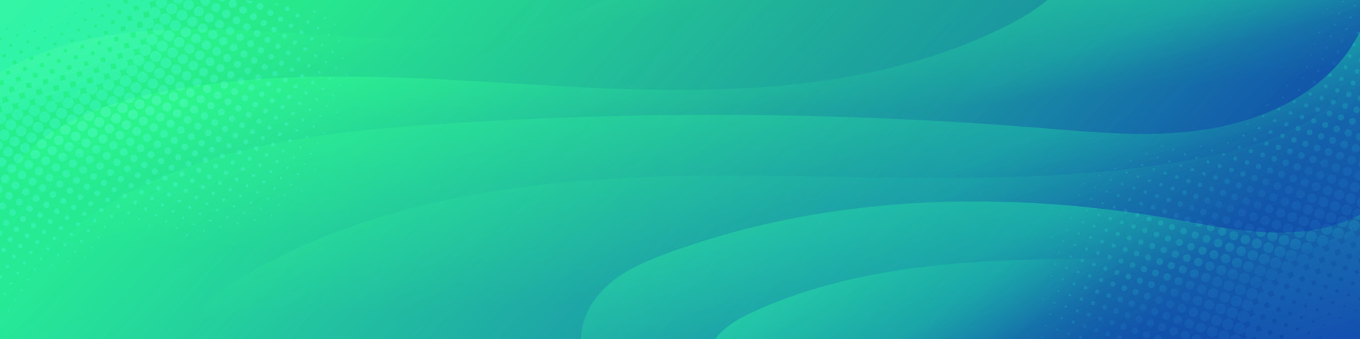 Green and blue wave image with dots in top left and bottom right corners