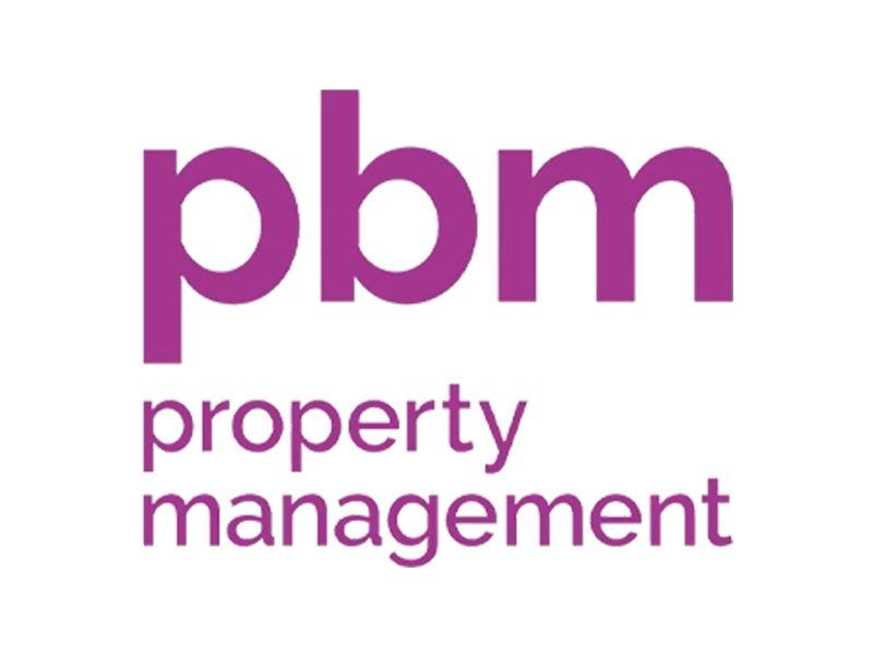 Purple Premier Block Management logo on a clear background