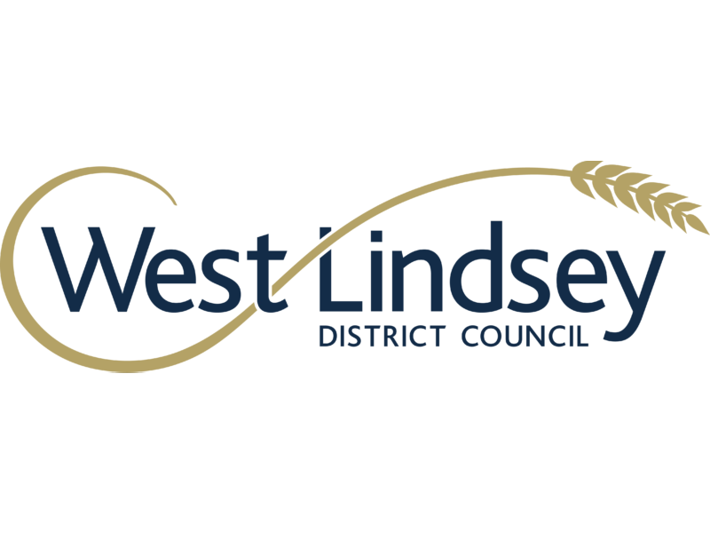 Gold and blue West Lindsey District Council logo on a clear background