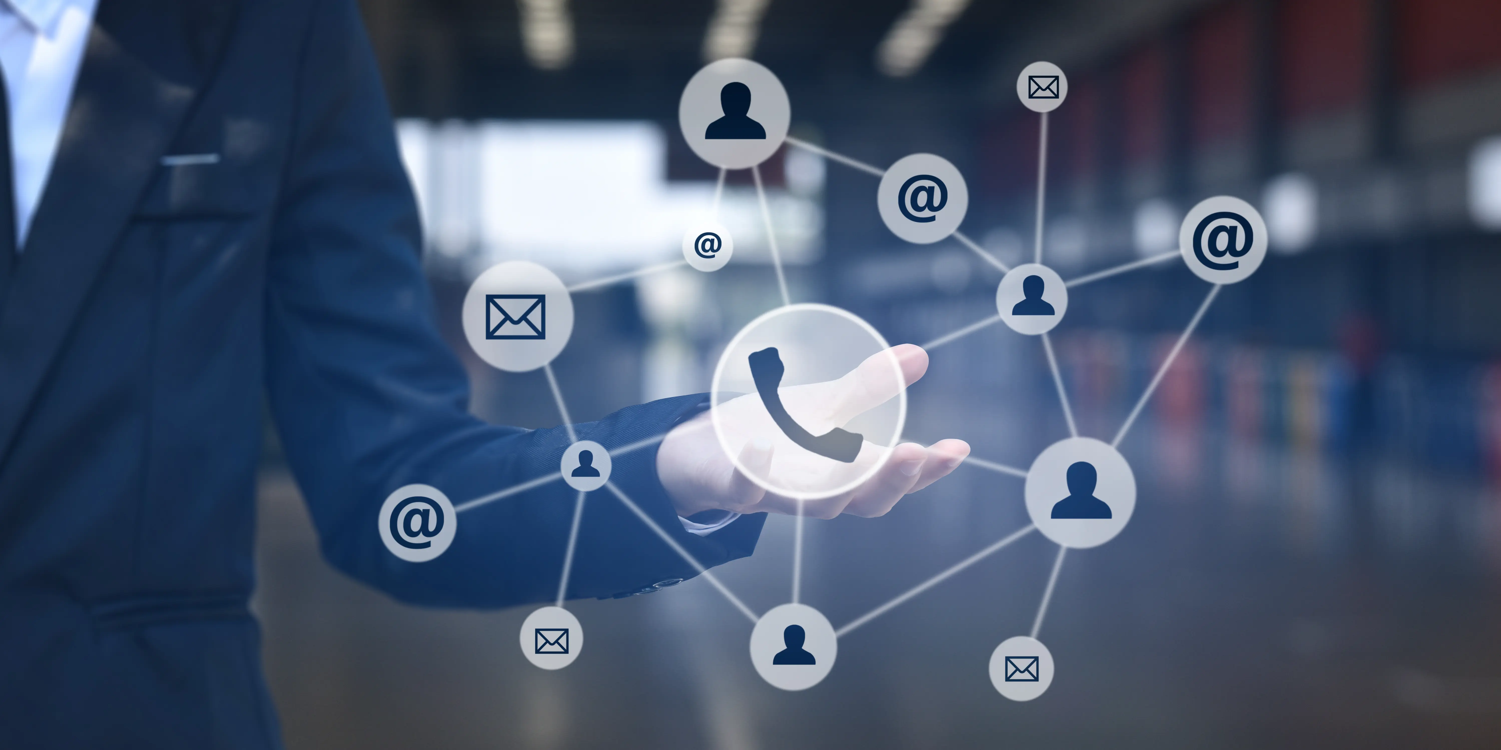An infographic with a person in suit showcasing the methods to get in touch with PSP IT