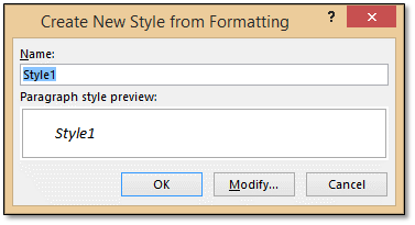 Word create new style window
