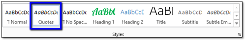 highlighted style on styles ribbon in Word