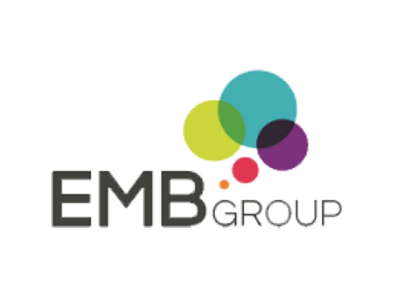 Colourful EMB Group logo on a clear background